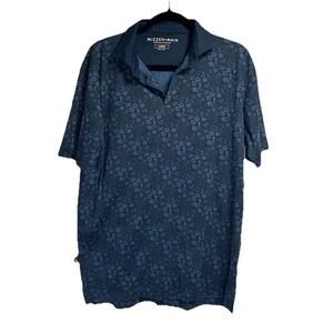 Mizzen‎ Main Performance Polo Shirt Men's Large Floral Print Golf Preppy Casual